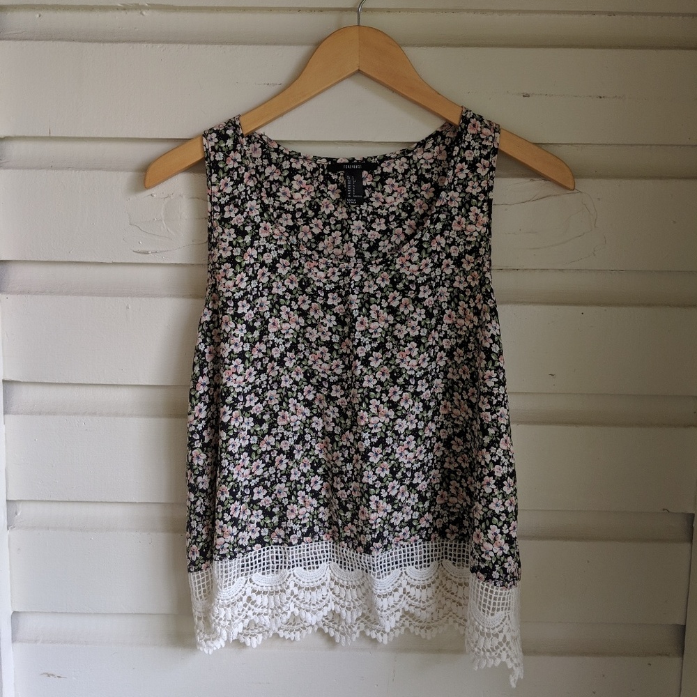 Lace bottom tank top